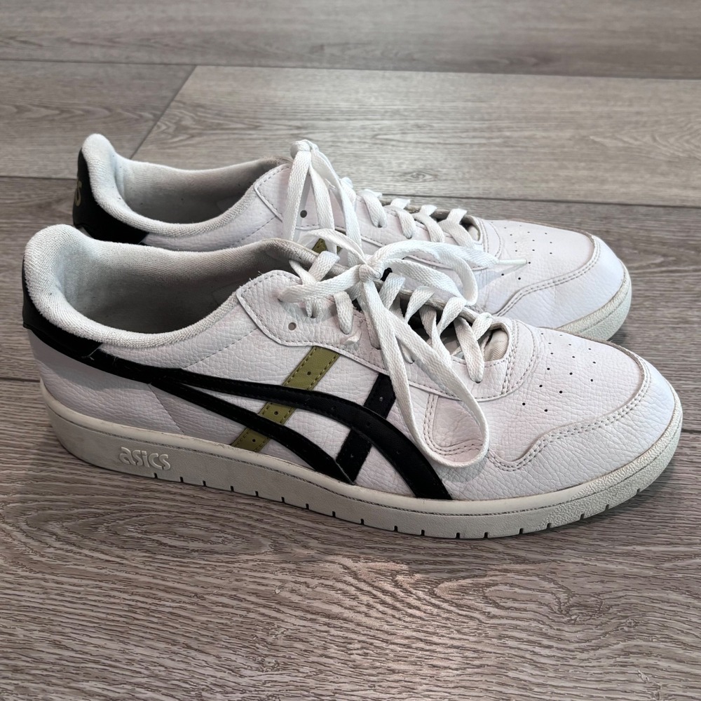 Asics Japan S Sneakers Mens 12 White Black Olive Green Leather 1201A173 Low Top
